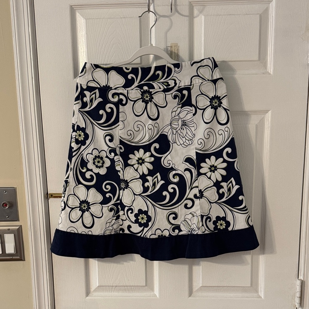 Floral Navy and White Skirt